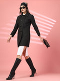 Women Spread Collar, Long Sleeves Woolen Winter Trench coat