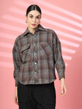 Women Winter Wear Check Shacket | CHKOKKO