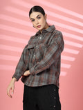 Women Winter Wear Check Shacket | CHKOKKO