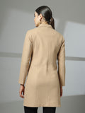 Women Notched Lapel Collar, Long Sleeves, Woolen Winter Trench Coat