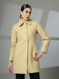 Women Spread Collar Single-Breasted Wool Overcoat