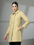 Women Spread Collar Single-Breasted Wool Overcoat