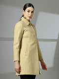 Women Spread Collar Single-Breasted Wool Overcoat