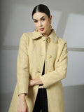 Women Spread Collar Single-Breasted Wool Overcoat