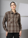 Women Winter Wear Check Shacket | CHKOKKO