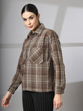 Women Winter Wear Check Shacket | CHKOKKO