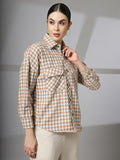 Women Winter Wear Check Shacket | CHKOKKO