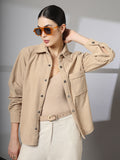 Women Winter Wear Solid Corduroy Casual Shacket