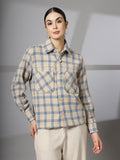 Women Winter Wear Check Shacket | CHKOKKO