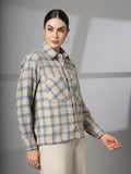 Women Winter Wear Check Shacket | CHKOKKO