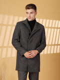 Chkokko Men Long Coat Double Breasted 5 Button