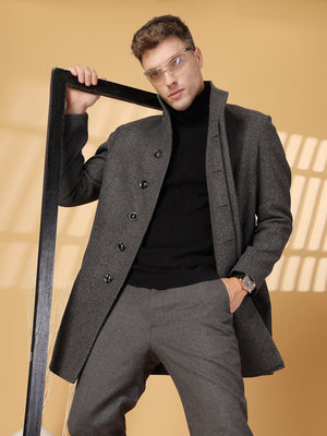 Chkokko Men Long Coat Double Breasted 5 Button