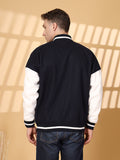 Men Oversized Winter Wear Varsity Jacket with Ribbed Cuffs