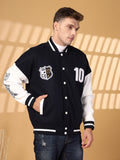 Men Oversized Winter Wear Varsity Jacket with Ribbed Cuffs