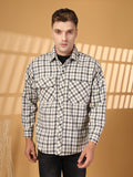 Men Winter Wear Spread Collar Check Shacket | CHKOKKO