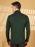 Men Bottle Green Winter Wear Regular Fit High Neck T Shirt | CHKOKKO