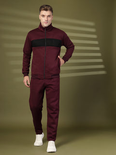 Wine Black Heavy Fleece Winter Tracksuit Men