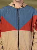 Men Colourblocked Hooded Windcheater Oversized Sports Jacket