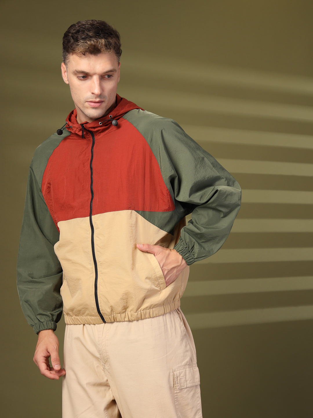 Men’s Lightweight UPF 50+ Sun Protection Summer Jacket Rust Beige Olive