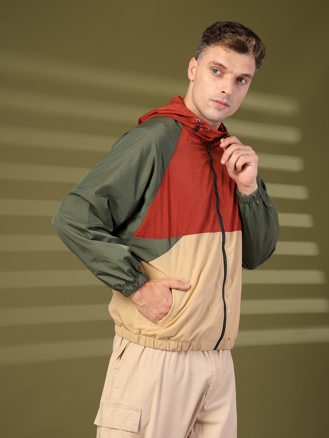 Men’s Lightweight UPF 50+ Sun Protection Summer Jacket Rust Beige Olive