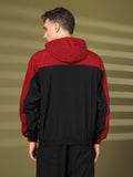 Men Colourblocked Hooded Windcheater Oversized Sports Jacket