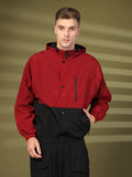 Men Colourblocked Hooded Windcheater Oversized Sports Jacket