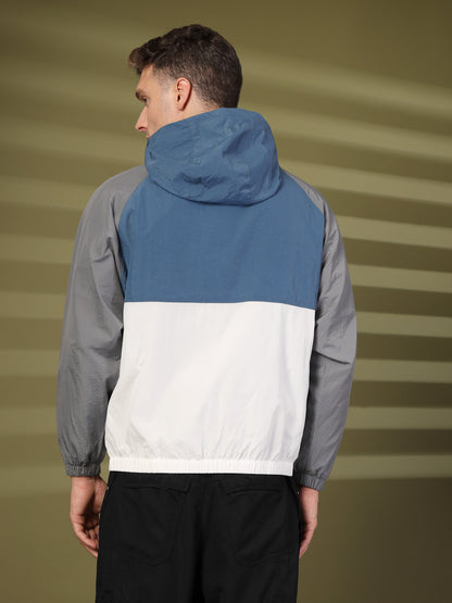 Men’s Lightweight UPF 50+ Sun Protection Summer Jacket Blue White Grey