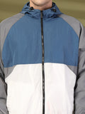 Men Colourblocked Hooded Windcheater Oversized Sports Jacket