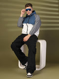 Men Colourblocked Hooded Windcheater Oversized Sports Jacket