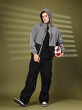 Men Colourblocked Hooded Windcheater Oversized Sports Jacket