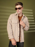 Men Winter Wear Spread Collar Check Shacket | CHKOKKO