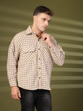 Men Winter Wear Spread Collar Check Shacket | CHKOKKO