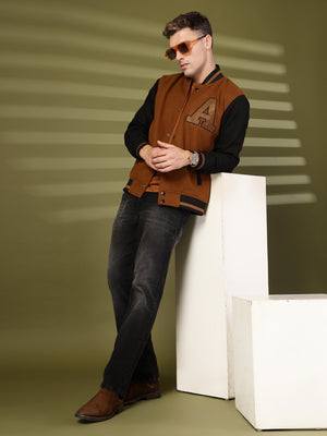 Men's Winter Wear Varsity Jacket With Ribbed Cuffs