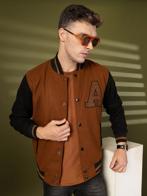 Men's Winter Wear Varsity Jacket With Ribbed Cuffs