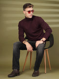 Men Violet Winter Wear Regular Fit Turtle Neck T Shirt | CHKOKKO