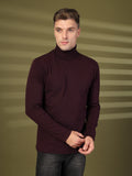 Men Violet Winter Wear Regular Fit Turtle Neck T Shirt | CHKOKKO