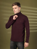 Men Violet Winter Wear Regular Fit Turtle Neck T Shirt | CHKOKKO