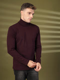 Men Violet Winter Wear Regular Fit Turtle Neck T Shirt | CHKOKKO