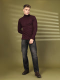 Men Violet Winter Wear Regular Fit Turtle Neck T Shirt | CHKOKKO