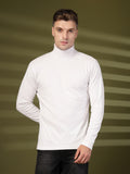 Men White Winter Wear Regular Fit Turtle Neck T Shirt | CHKOKKO