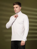 Men White Winter Wear Regular Fit Turtle Neck T Shirt | CHKOKKO