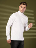 Men White Winter Wear Regular Fit Turtle Neck T Shirt | CHKOKKO