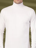 Men White Winter Wear Regular Fit Turtle Neck T Shirt | CHKOKKO