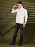 Men White Winter Wear Regular Fit Turtle Neck T Shirt | CHKOKKO