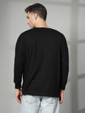 Men Black Oversized Full Sleeve Round Neck Tshirt