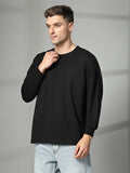 Men Black Oversized Full Sleeve Round Neck Tshirt