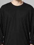 Men Black Oversized Full Sleeve Round Neck Tshirt