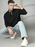 Men Black Oversized Full Sleeve Round Neck Tshirt