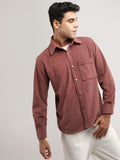 Men Winter Wear Solid Corduroy Casual Shacket