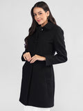 Women Spread Collar Single-Breasted Wool Overcoat